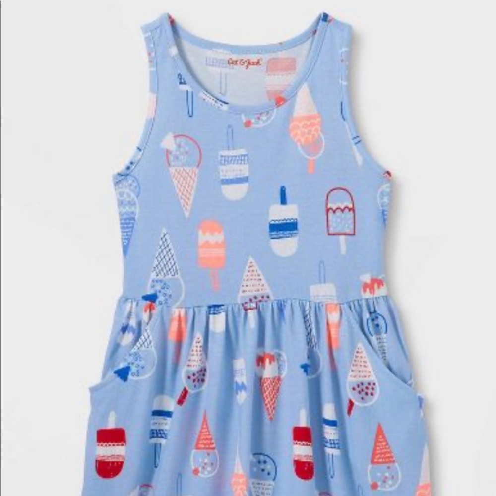 Cat & Jack red white blue popsicles ice cream dress NWT
